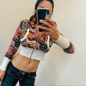 Cropped Top Hoodies Sexy Jacket Cartoon Zipper Women Small